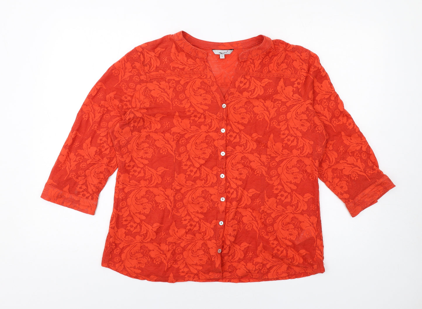Per Una Womens Red Geometric Cotton Basic Button-Up Size 16 V-Neck