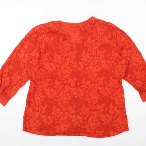 Per Una Womens Red Geometric Cotton Basic Button-Up Size 16 V-Neck