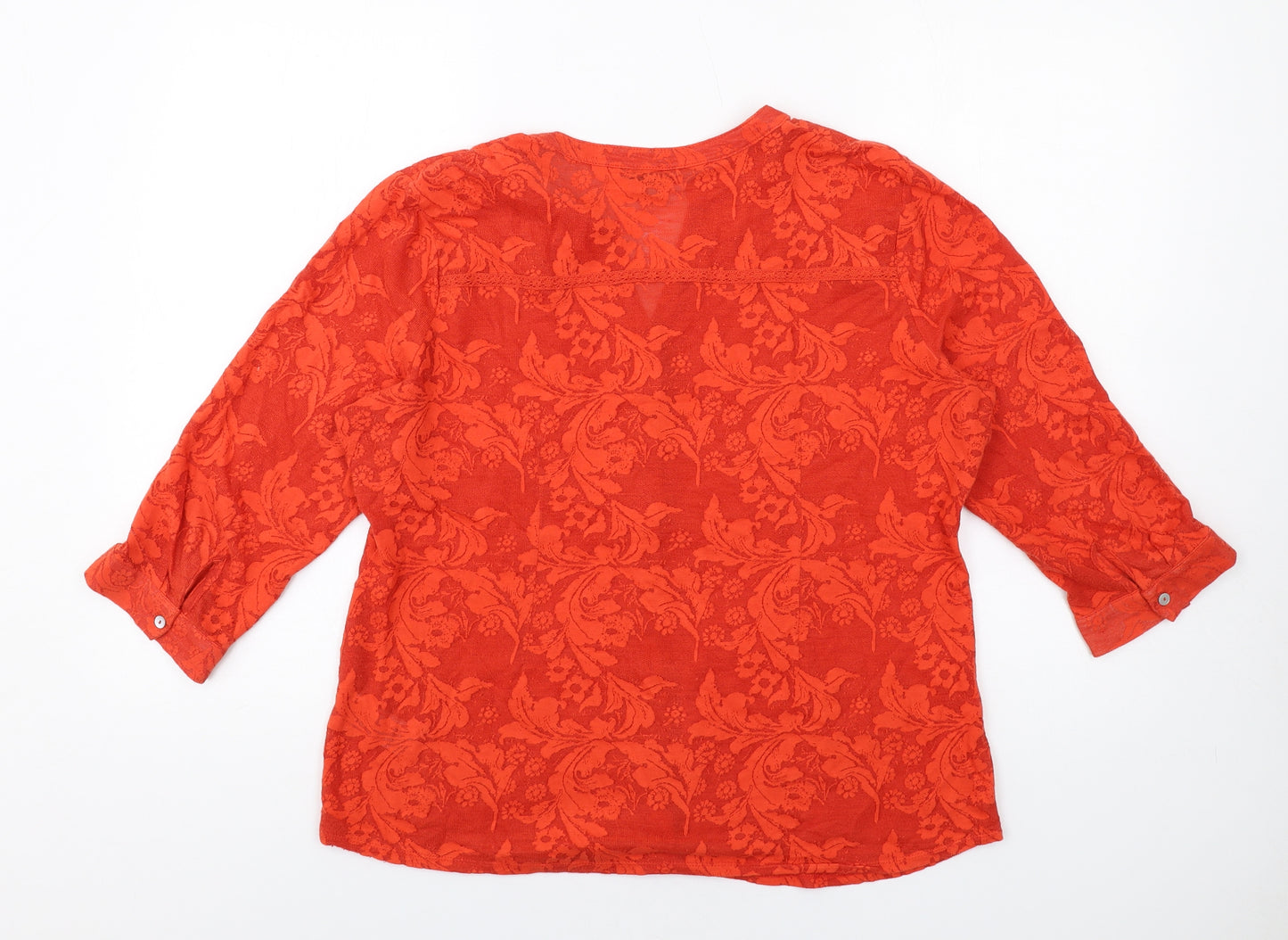 Per Una Womens Red Geometric Cotton Basic Button-Up Size 16 V-Neck