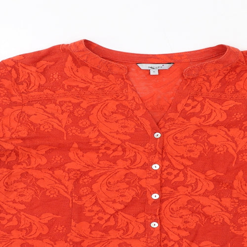 Per Una Womens Red Geometric Cotton Basic Button-Up Size 16 V-Neck