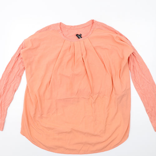 A&G Womens Pink Cotton Basic Blouse Size 12 Round Neck