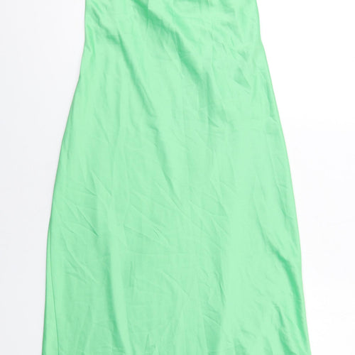 River Island Womens Green Polyester Slip Dress Size 12 Cowl Neck Pullover