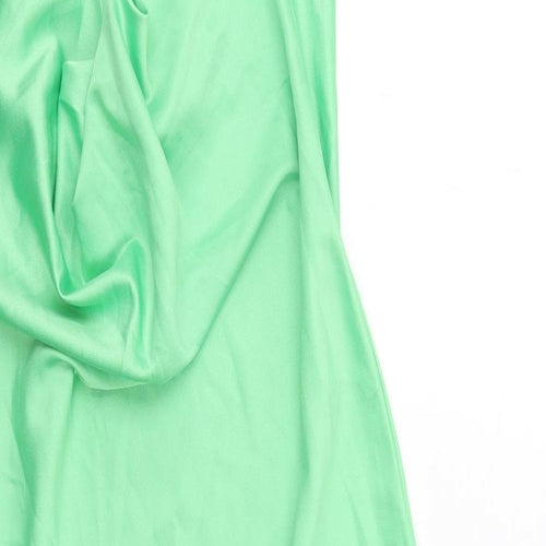 River Island Womens Green Polyester Slip Dress Size 12 Cowl Neck Pullover
