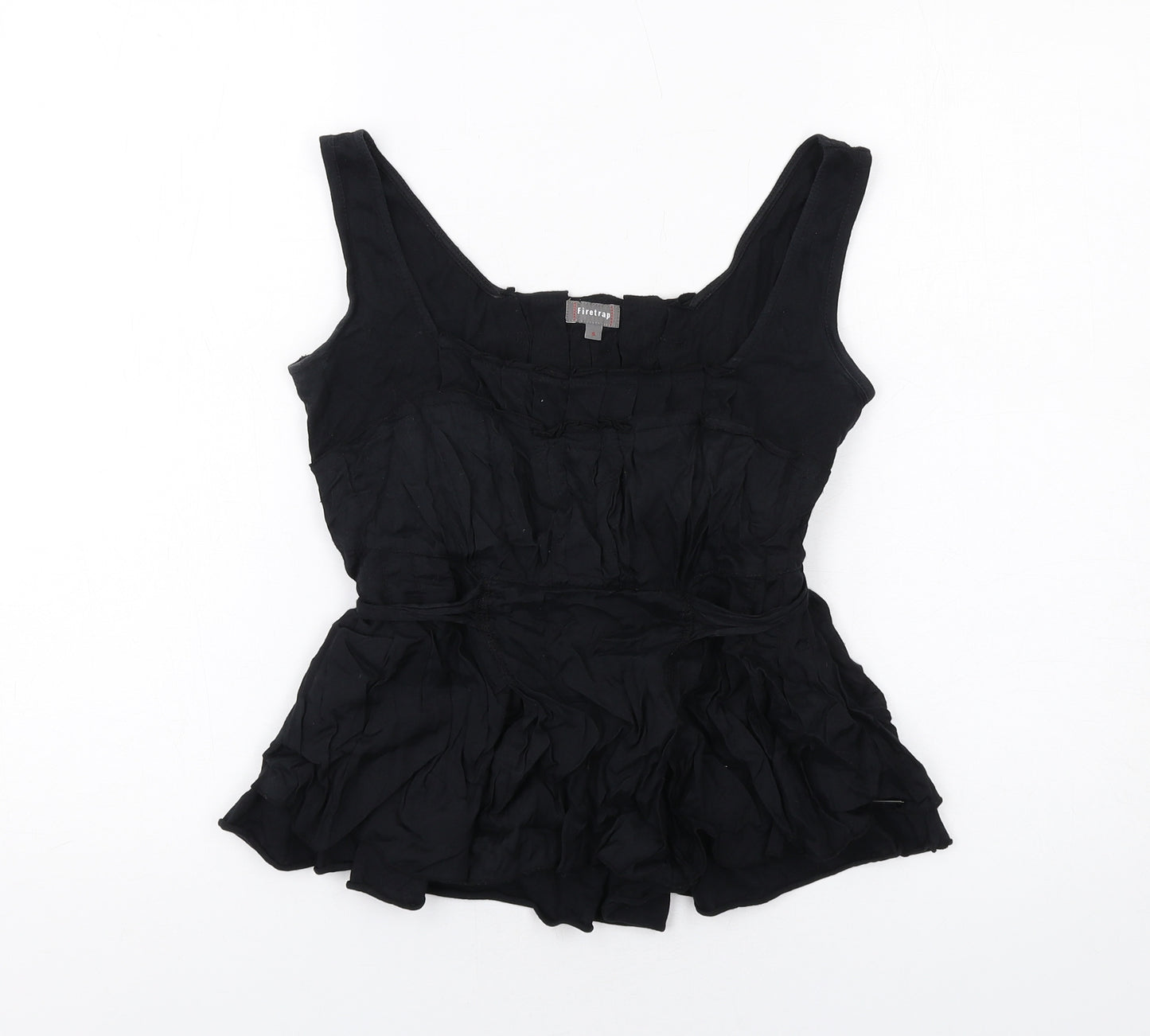 Firetrap Womens Black Viscose Basic Tank Size 8 Square Neck