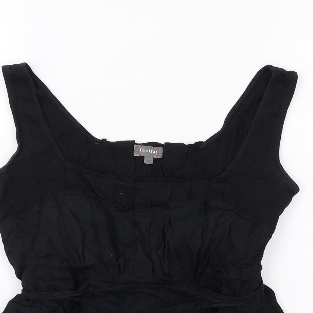 Firetrap Womens Black Viscose Basic Tank Size 8 Square Neck