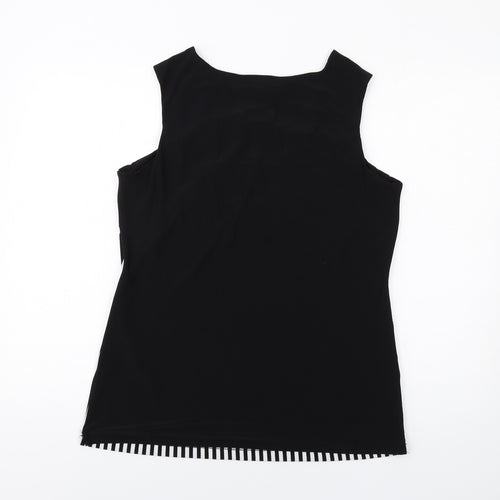 Anonymous Womens Black Geometric Polyester Basic Tank Size 16 Square Neck