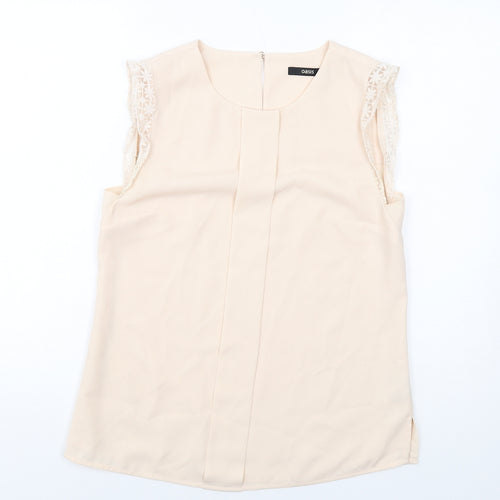 Oasis Womens Beige Polyester Basic Blouse Size 10 Round Neck