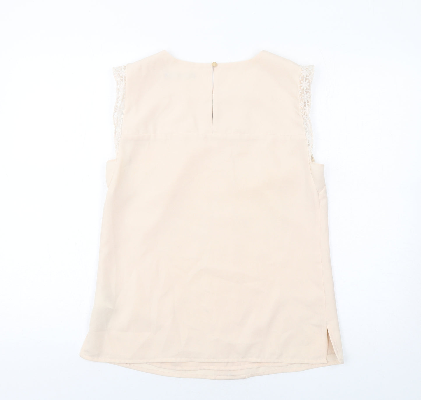 Oasis Womens Beige Polyester Basic Blouse Size 10 Round Neck
