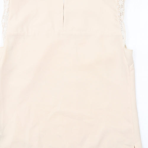 Oasis Womens Beige Polyester Basic Blouse Size 10 Round Neck