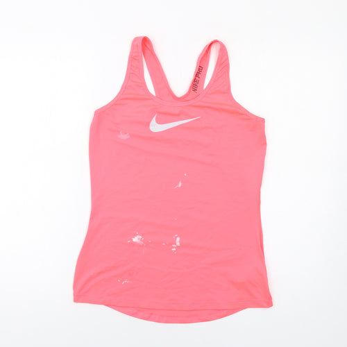 Nike Womens Pink Polyester Basic Tank Size M Scoop Neck Pullover