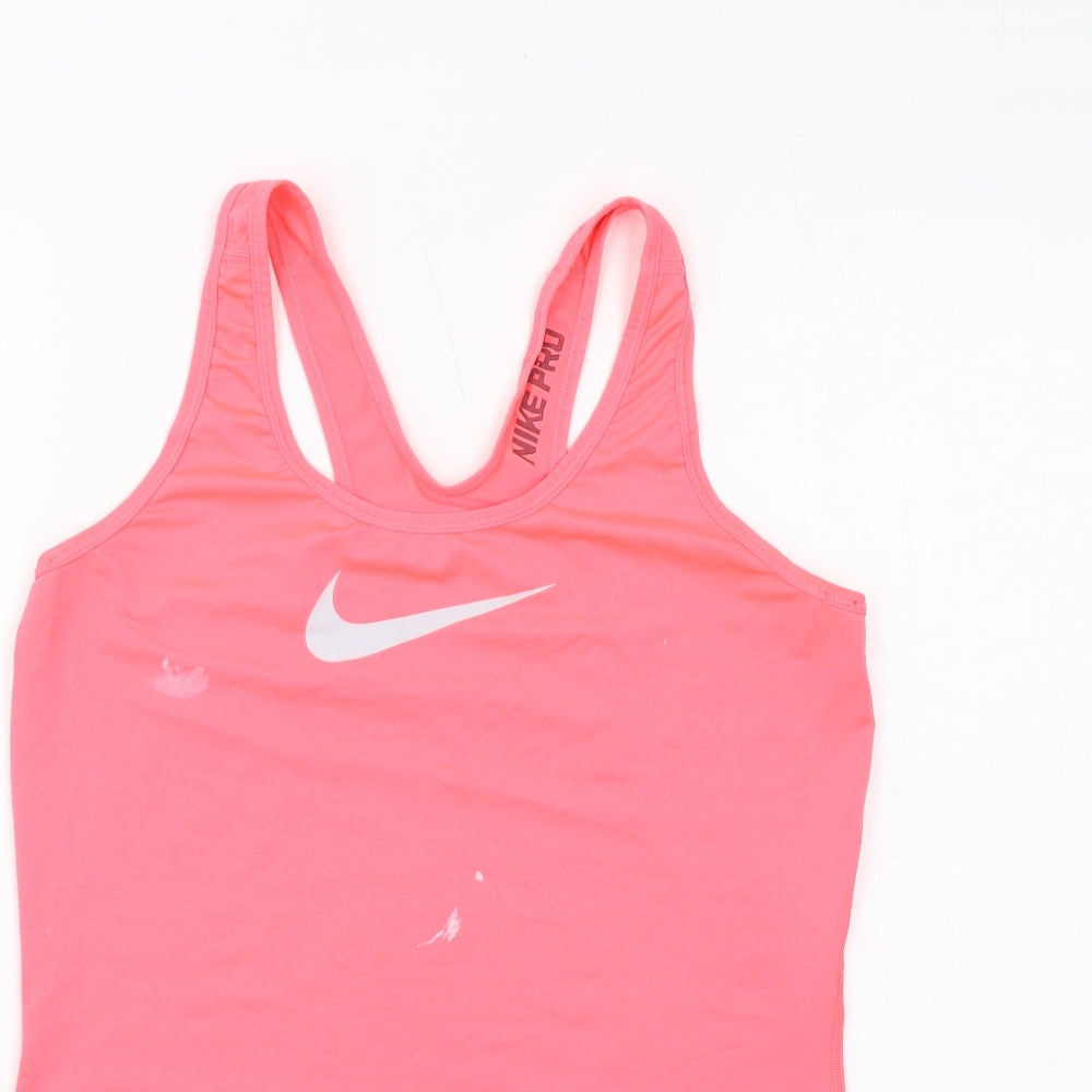 Nike Womens Pink Polyester Basic Tank Size M Scoop Neck Pullover