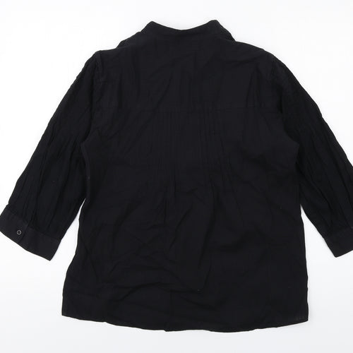 VERO MODA Womens Black Cotton Basic Blouse Size L V-Neck