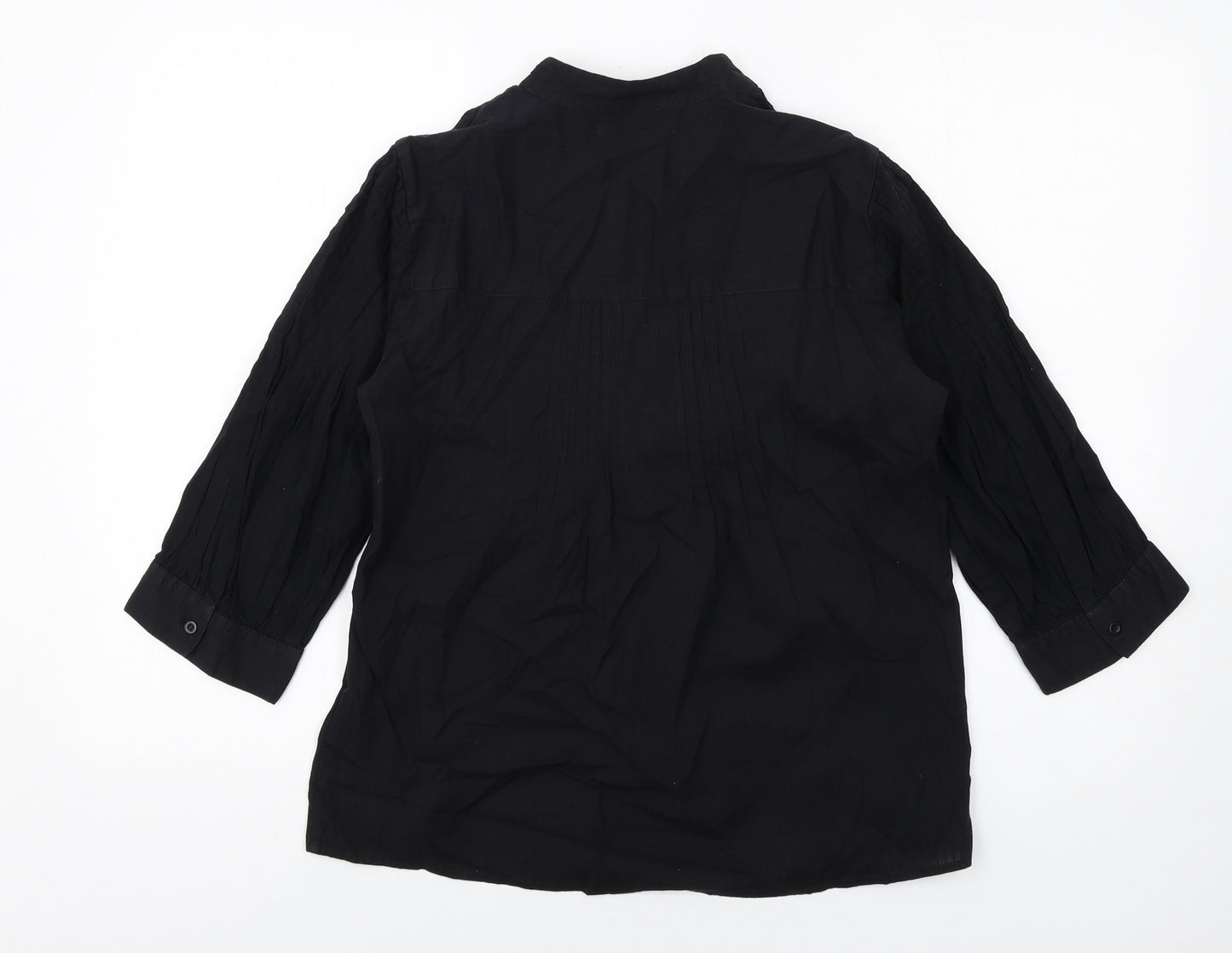 VERO MODA Womens Black Cotton Basic Blouse Size L V-Neck
