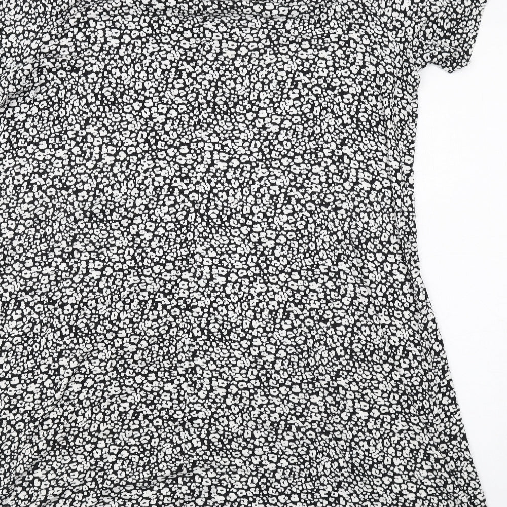 Marks and Spencer Womens Black Floral Viscose A-Line Size 18 Round Neck Pullover