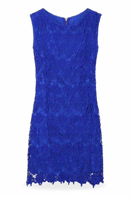 Front view of Mango women’s blue cotton ball gown, size M, scoop neck zip