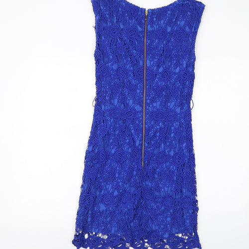 Mango Womens Blue Cotton Ball Gown Size M Scoop Neck Zip