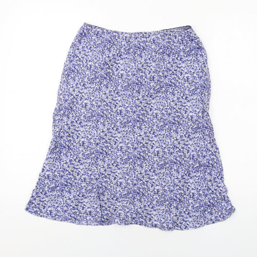 Ozone Womens Blue Floral Viscose A-Line Skirt Size 14