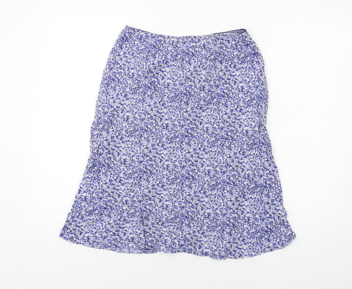 Ozone Womens Blue Floral Viscose A-Line Skirt Size 14