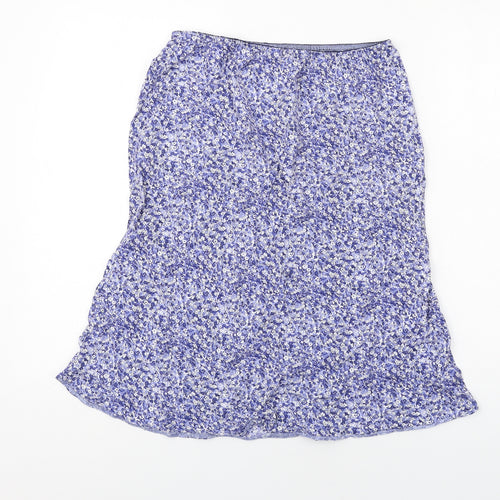 Ozone Womens Blue Floral Viscose A-Line Skirt Size 14