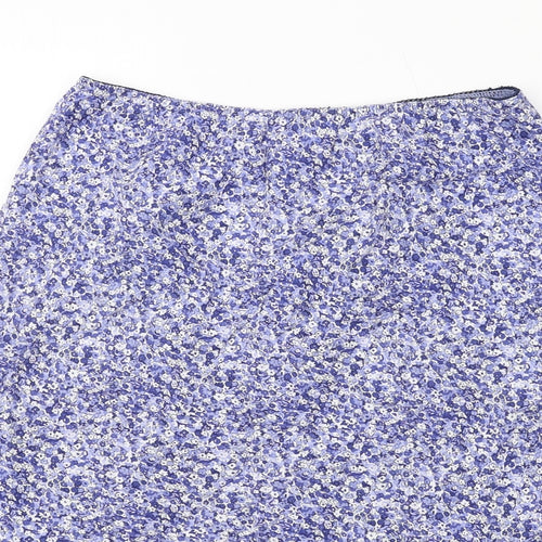 Ozone Womens Blue Floral Viscose A-Line Skirt Size 14