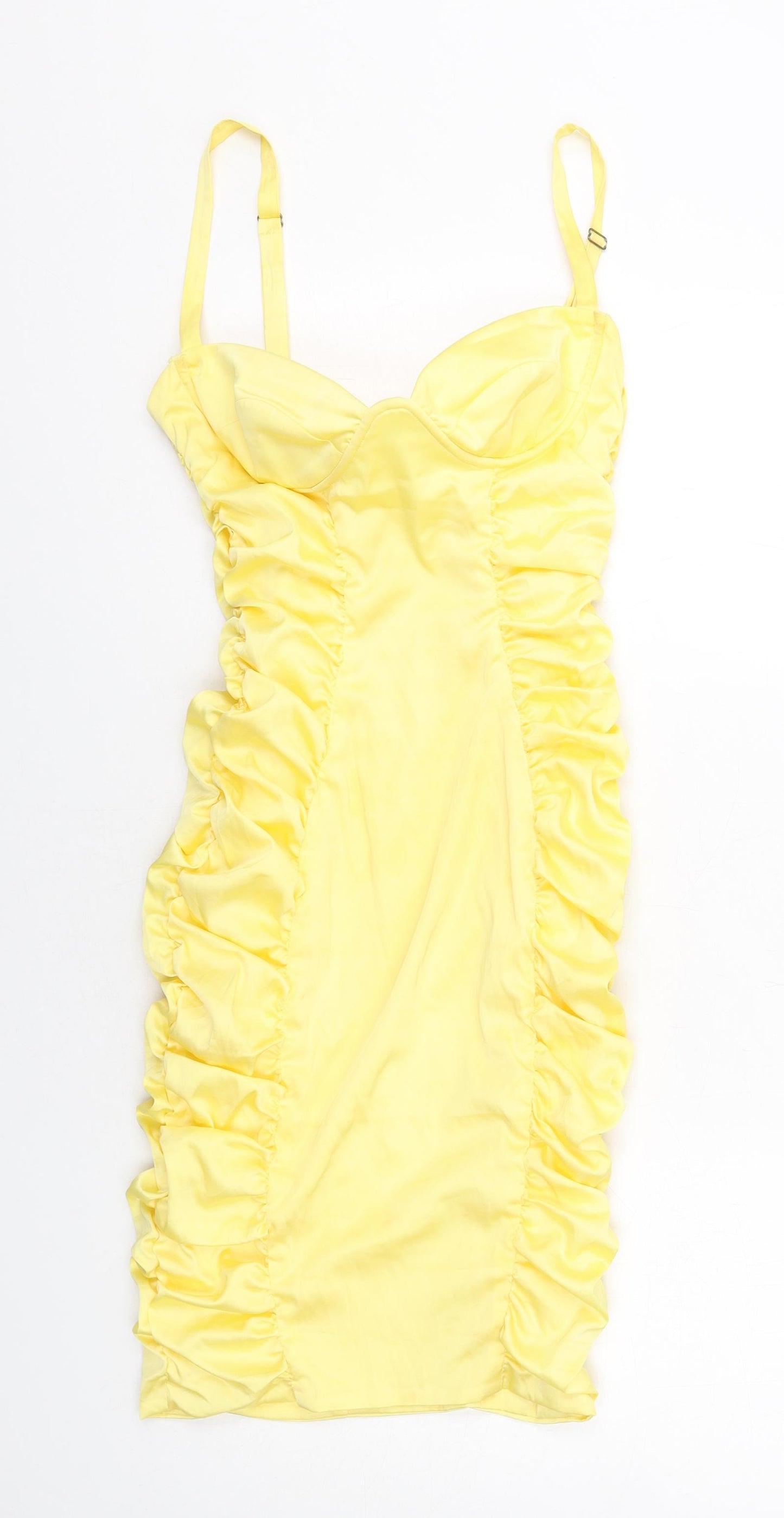 Oh Polly Womens Yellow Polyester Bodycon Size 10 Sweetheart Zip
