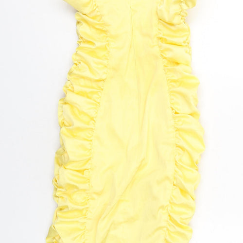 Oh Polly Womens Yellow Polyester Bodycon Size 10 Sweetheart Zip
