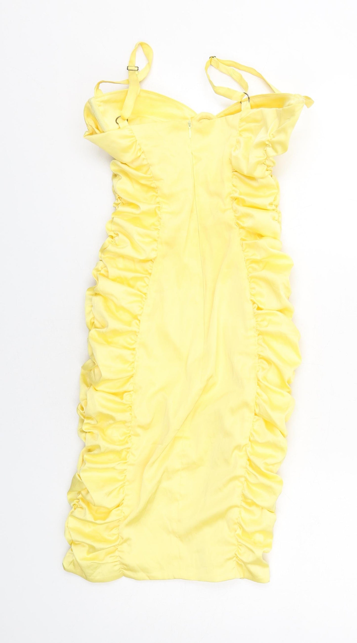 Oh Polly Womens Yellow Polyester Bodycon Size 10 Sweetheart Zip