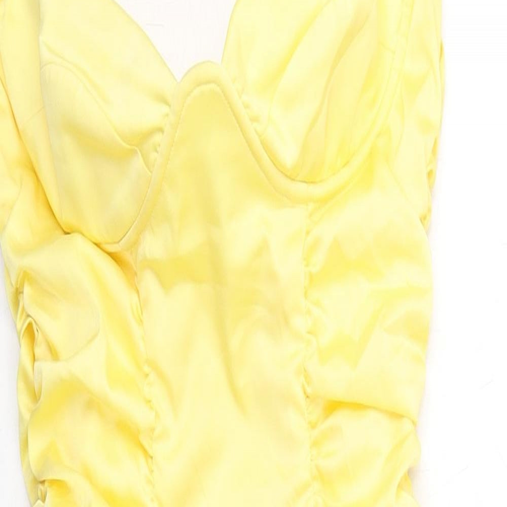 Oh Polly Womens Yellow Polyester Bodycon Size 10 Sweetheart Zip