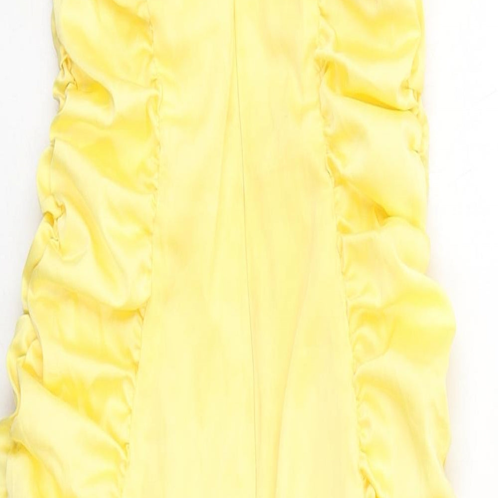 Oh Polly Womens Yellow Polyester Bodycon Size 10 Sweetheart Zip