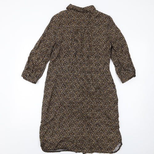 NEXT Womens Brown Animal Print Viscose Shirt Dress Size 10 Collared Button - Leopard Print