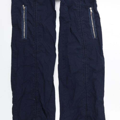 Moto Womens Blue Cotton Cargo Trousers Size 16 L36 in Regular Zip