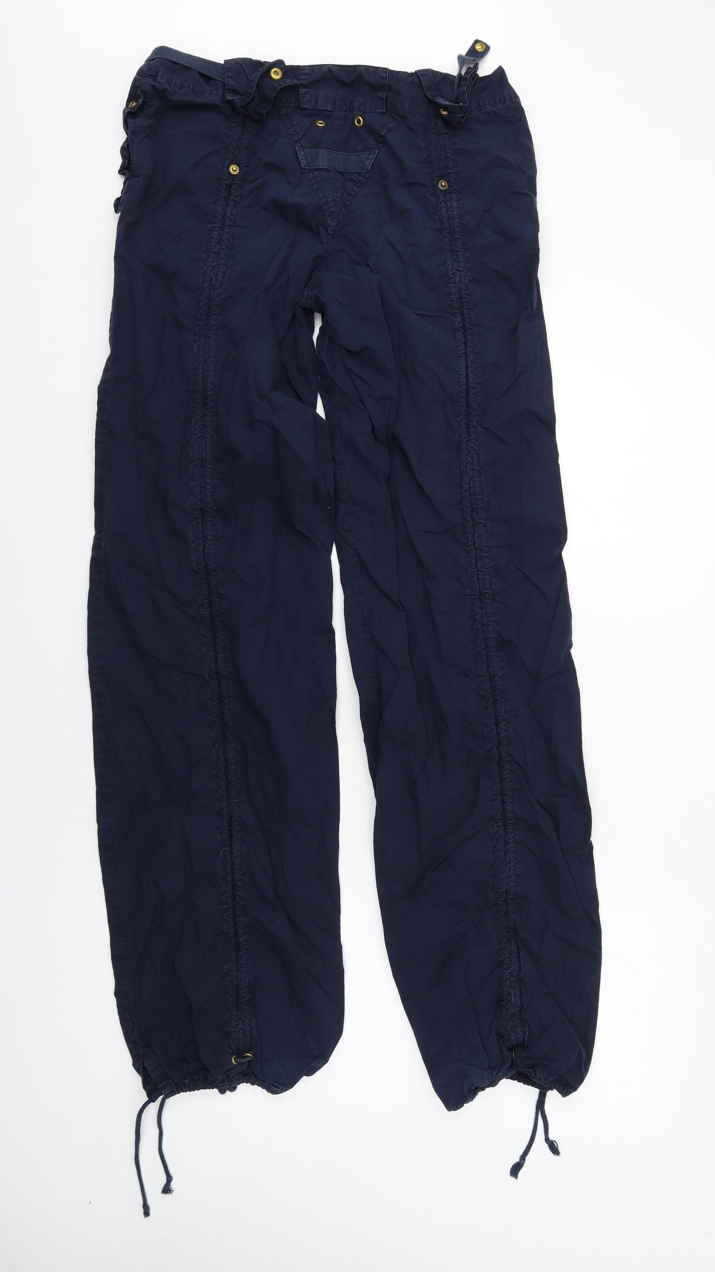 Moto Womens Blue Cotton Cargo Trousers Size 16 L36 in Regular Zip