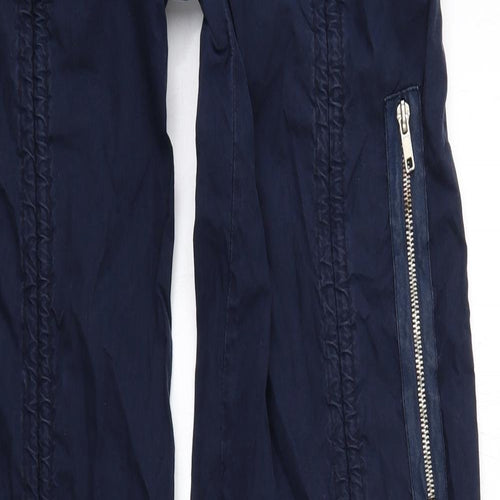 Moto Womens Blue Cotton Cargo Trousers Size 16 L36 in Regular Zip