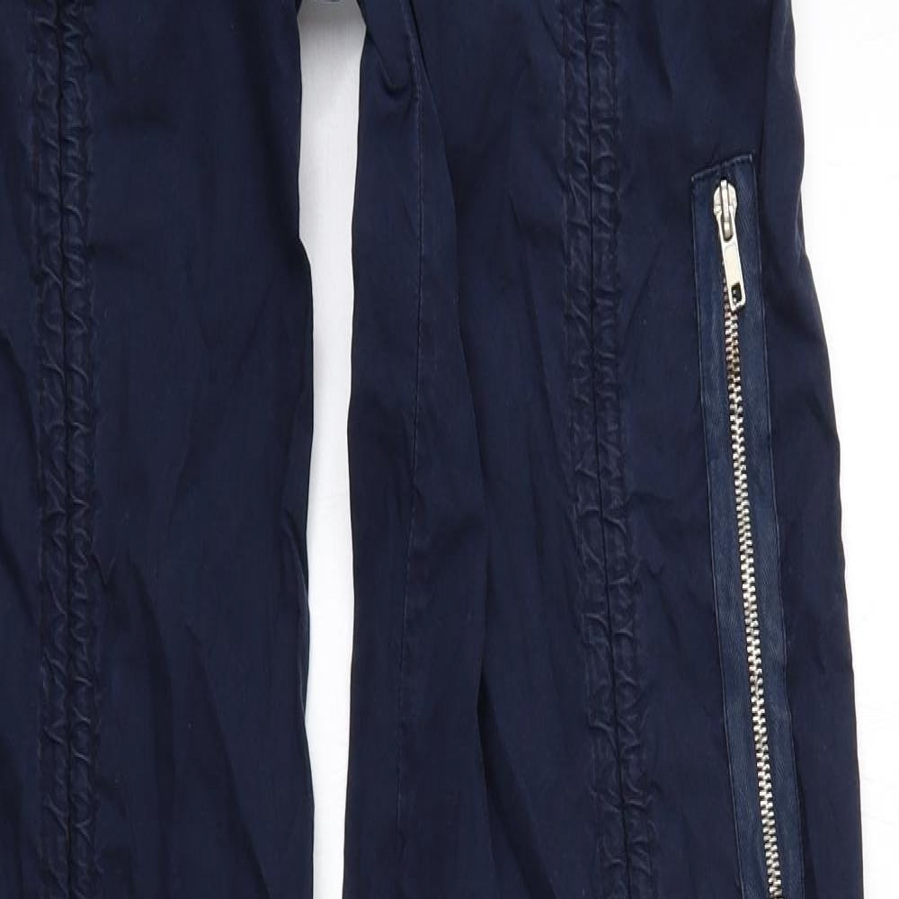 Moto Womens Blue Cotton Cargo Trousers Size 16 L36 in Regular Zip