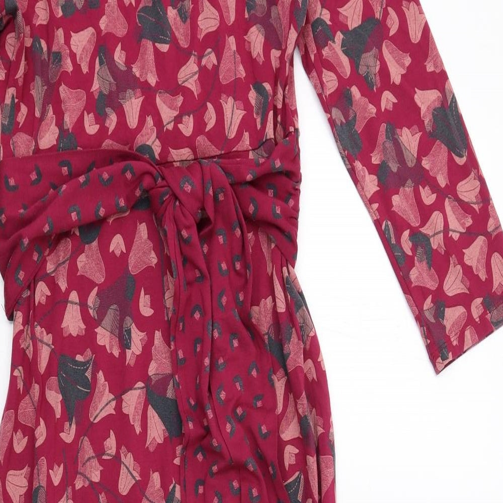 White Stuff Womens Pink Floral Viscose A-Line Size 12 V-Neck Pullover