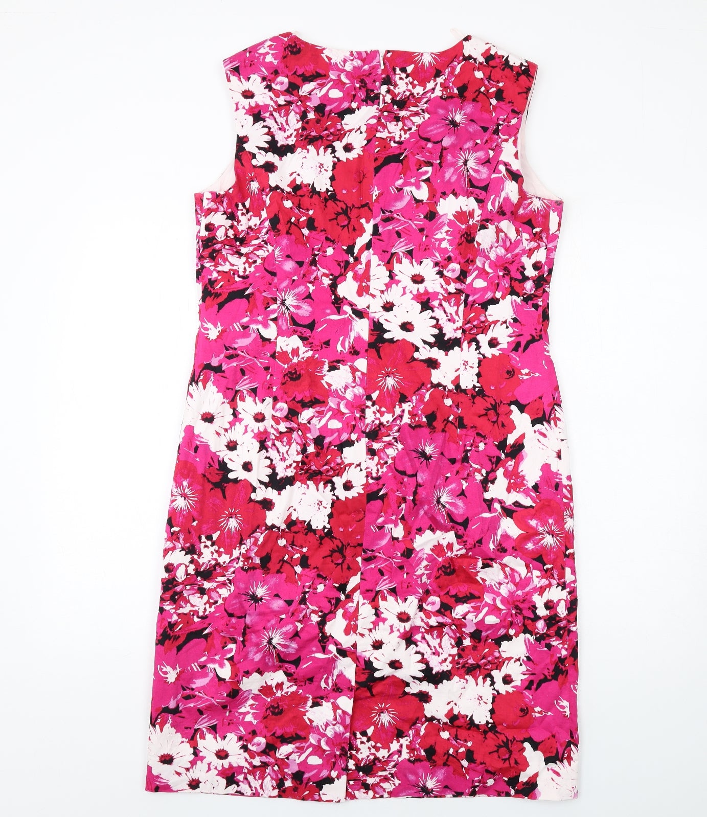 Precis Womens Pink Floral Cotton Pencil Dress Size 16 Scoop Neck Zip