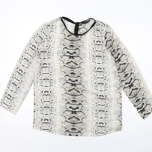 Zara Womens Multicoloured Animal Print Polyester Basic T-Shirt Size S Round Neck - Snake Print