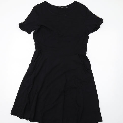Dorothy Perkins Womens Black Cotton A-Line Size 16 Round Neck Pullover