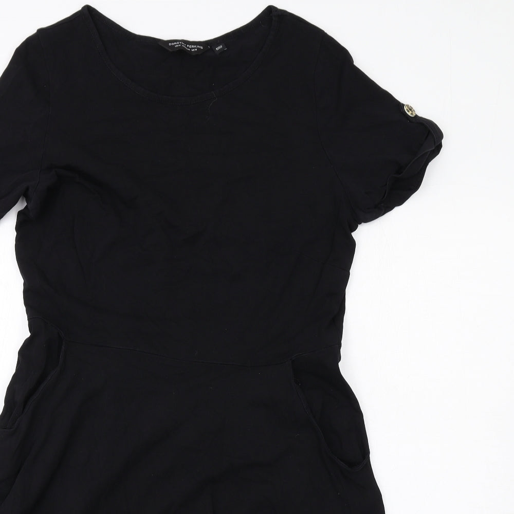 Dorothy Perkins Womens Black Cotton A-Line Size 16 Round Neck Pullover