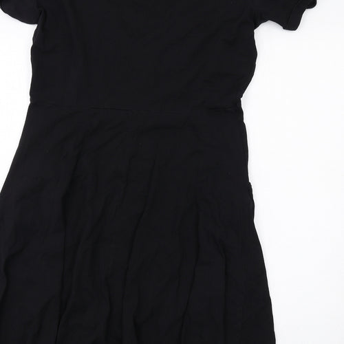 Dorothy Perkins Womens Black Cotton A-Line Size 16 Round Neck Pullover