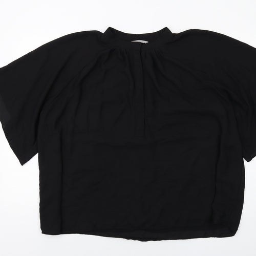 H&M Womens Black Polyester Basic Blouse Size L Roll Neck