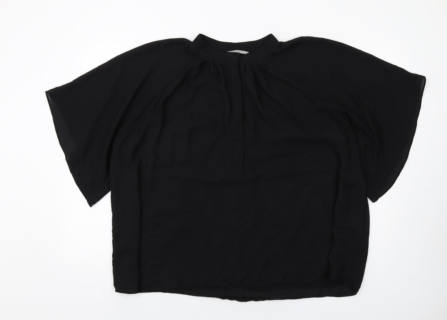 H&M Womens Black Polyester Basic Blouse Size L Roll Neck