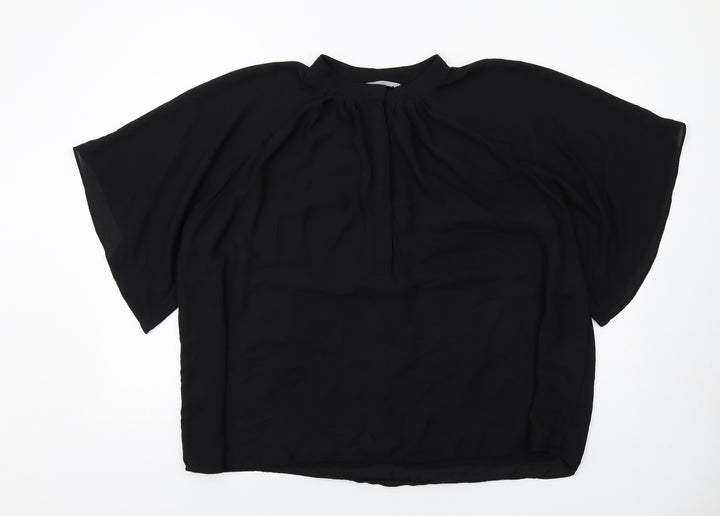 H&M Womens Black Polyester Basic Blouse Size L Roll Neck