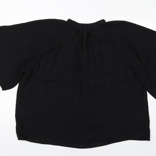 H&M Womens Black Polyester Basic Blouse Size L Roll Neck