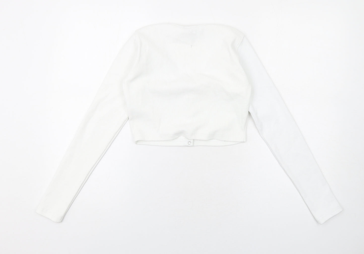 Missy Empire Womens White Polyester Cropped T-Shirt Size 8 Scoop Neck