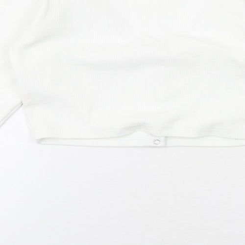 Missy Empire Womens White Polyester Cropped T-Shirt Size 8 Scoop Neck