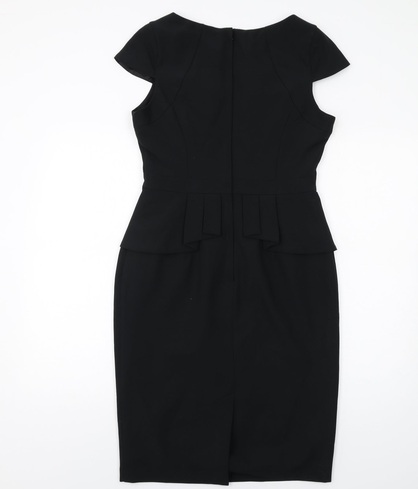 Dorothy Perkins Womens Black Polyester Pencil Dress Size 12 Round Neck Zip