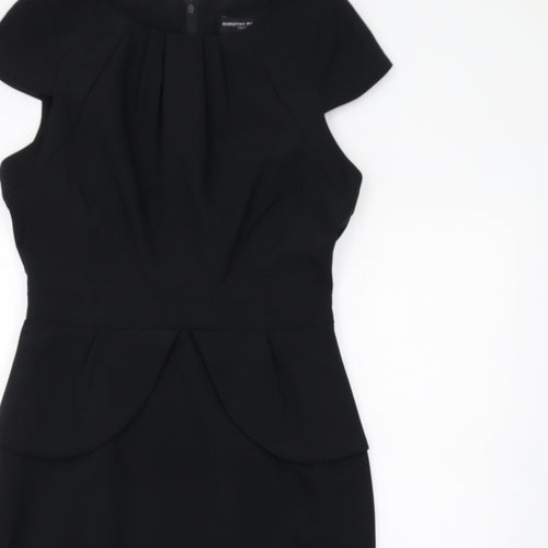 Dorothy Perkins Womens Black Polyester Pencil Dress Size 12 Round Neck Zip
