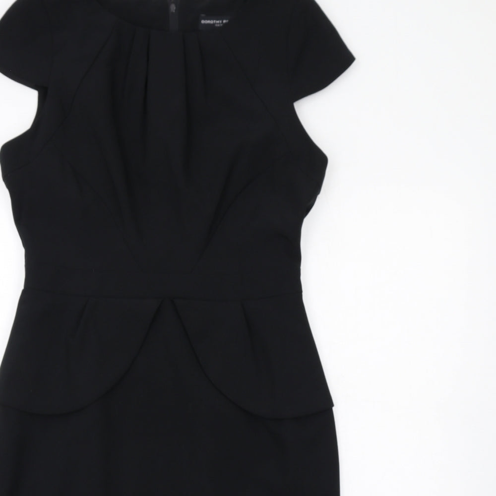 Dorothy Perkins Womens Black Polyester Pencil Dress Size 12 Round Neck Zip