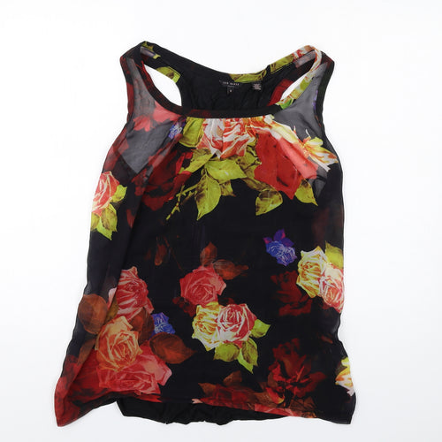 Ted Baker Womens Multicoloured Floral Polyester Basic Tank Size L Round Neck